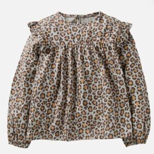 Mini Boden Leopard Print Long Sleeve Swing Top